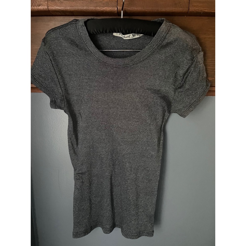 Michael Stars The Original Tee Charcoal Grey Metallic Shimmer Short Sleeve OS